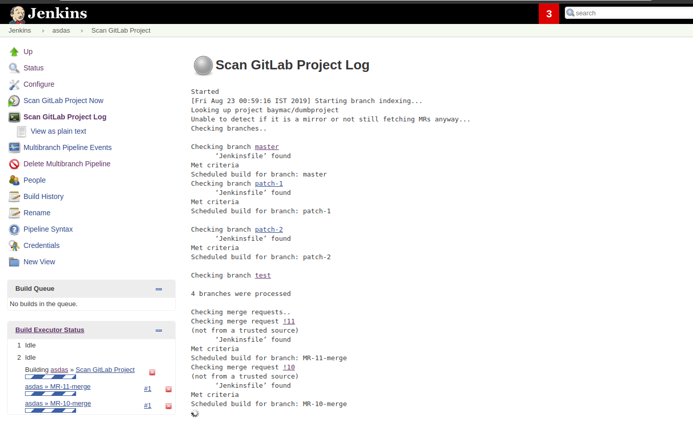 Multibranch Pipeline Job Indexing